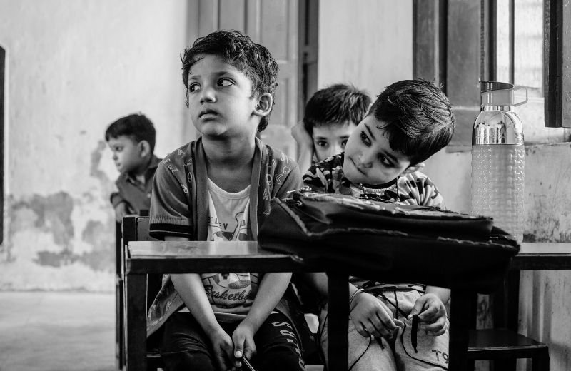 Children learning together in a school supported by Fellow Feeling Foundation